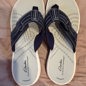 Clarks Navy and White Sandals